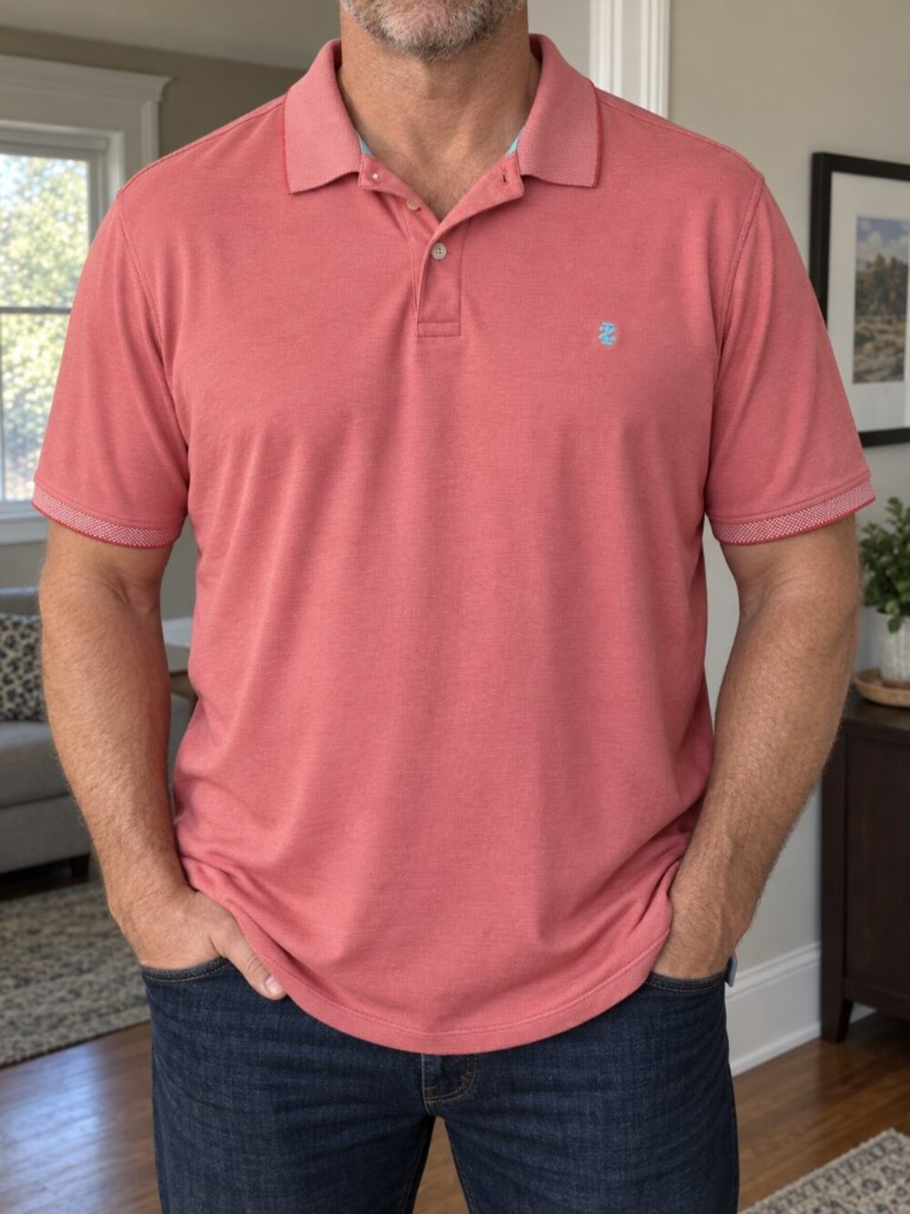 IZOD Advantage Men’s 3XL Coral Pink Performance Polo Shirt